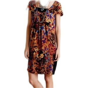 Anthropologie Maeve Pintura Silk Shift Dress, Lined Mini Dress, Medium